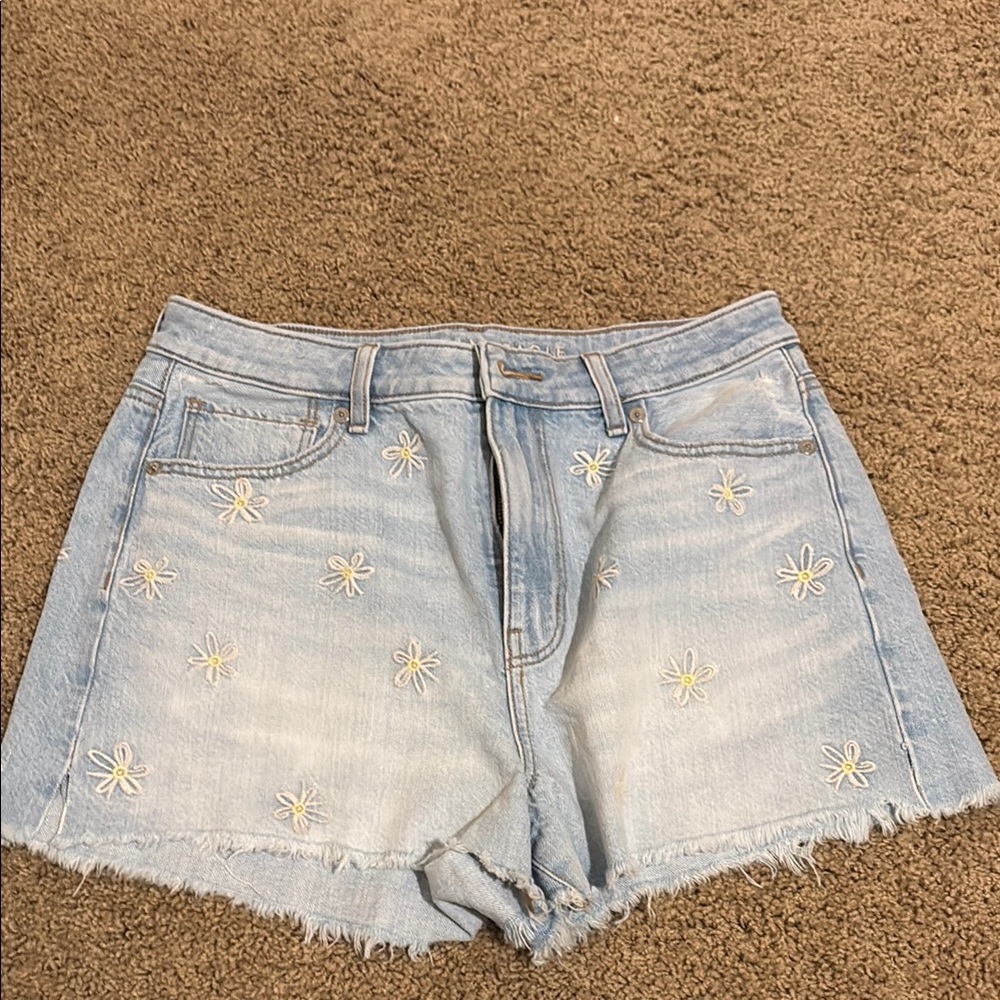 American Eagle Outfitters Blue Jean Shorts High-Waisted Distressed